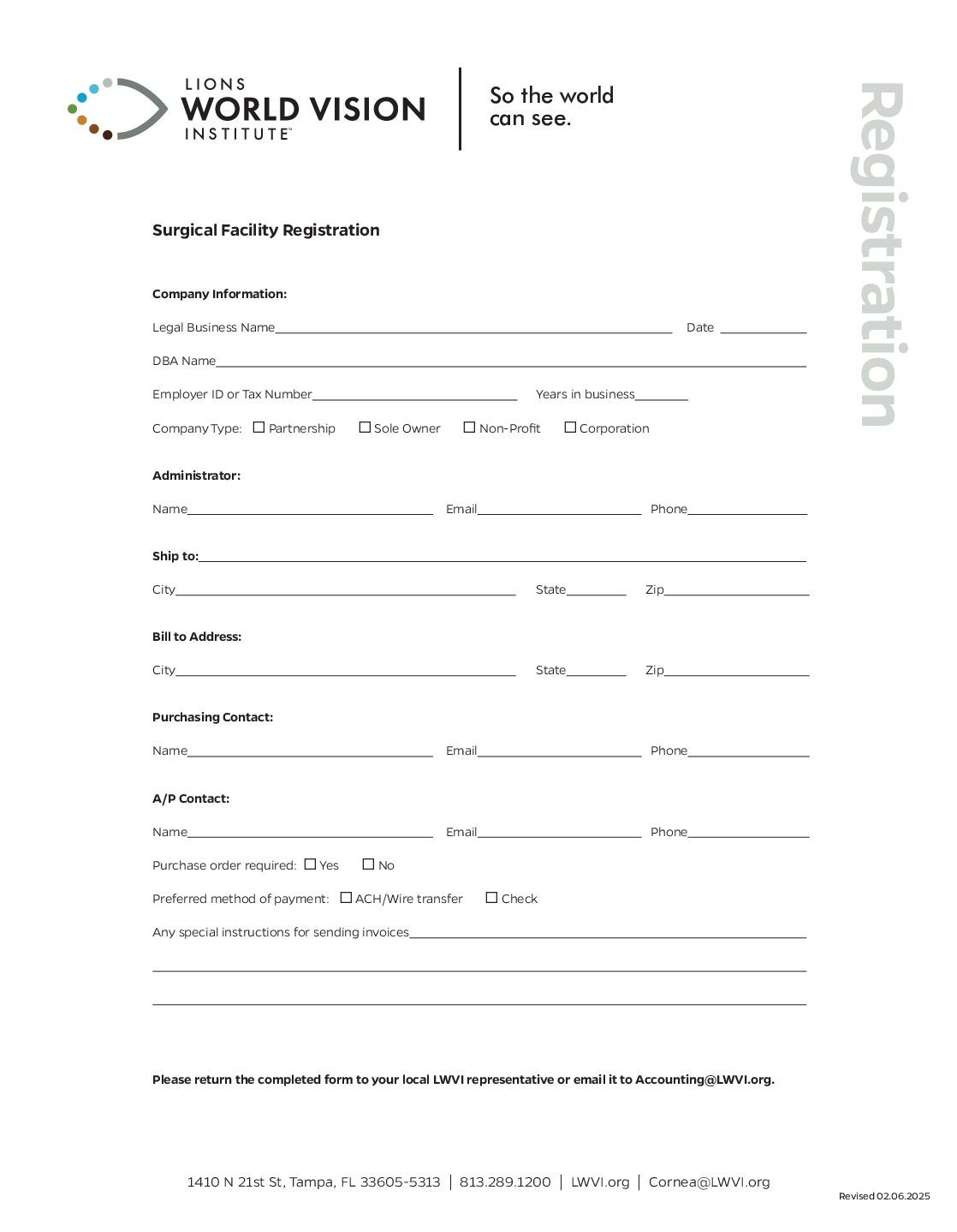 Click to open the Surgical Facility Registration file