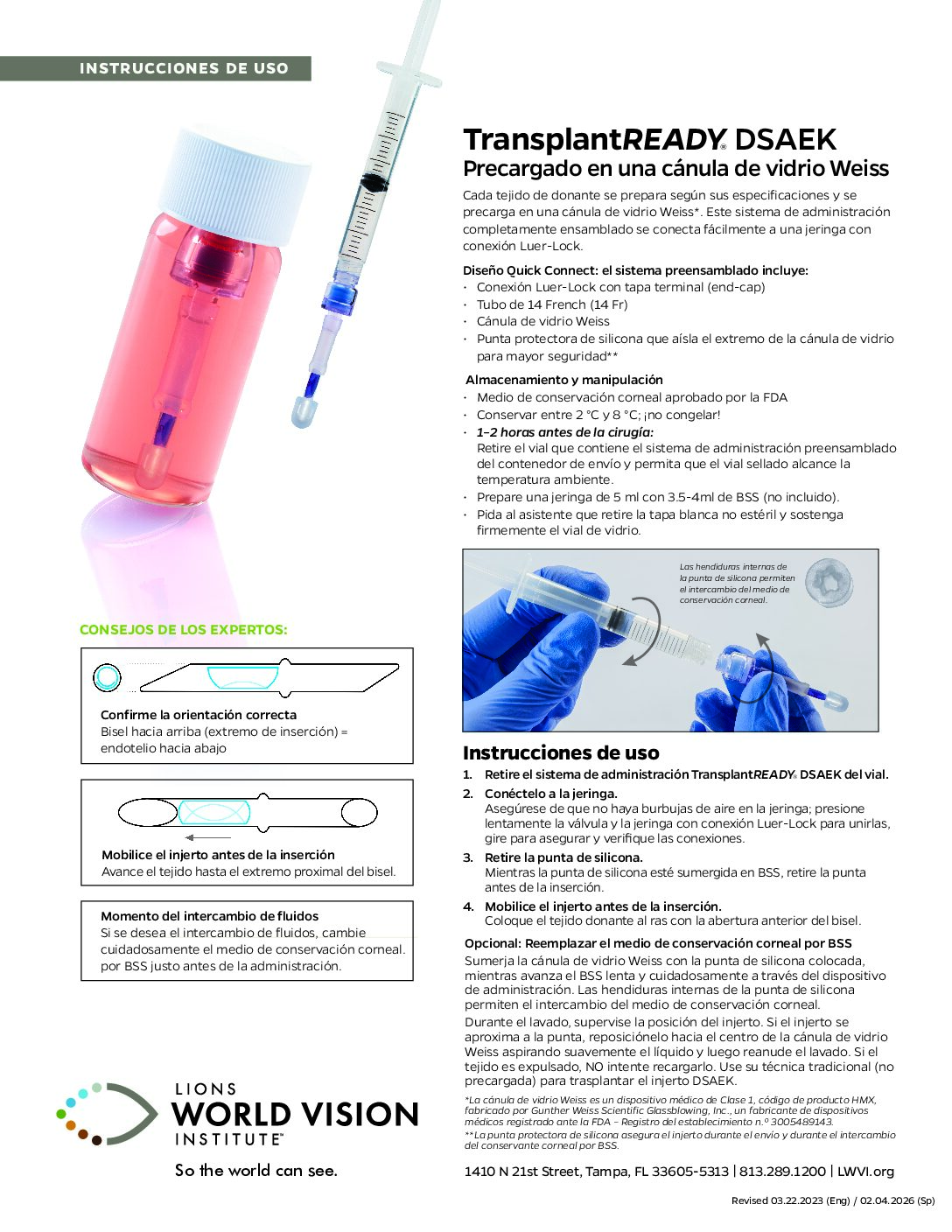 Click to open the TransplantREADY DSAEK IFU Spanish file